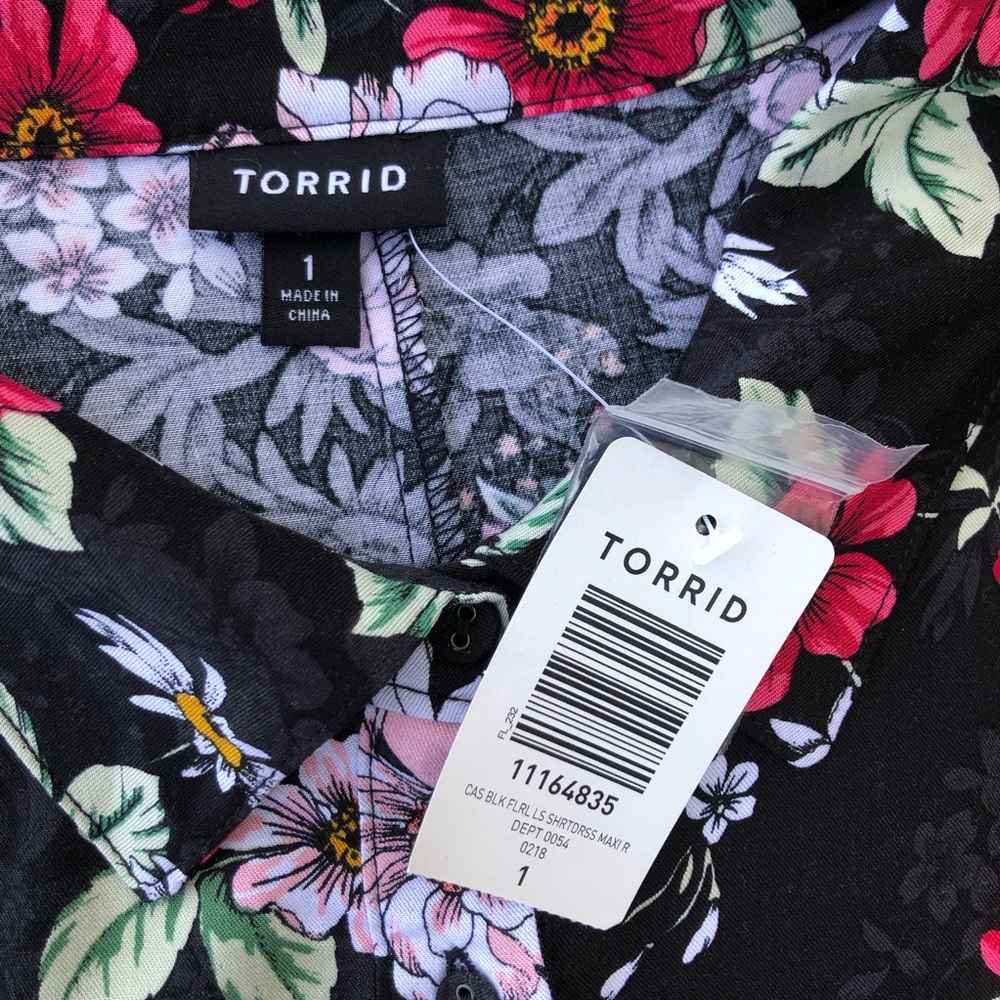 Torrid maxi challis button front shirt dress size 1 - Picture 3 of 16
